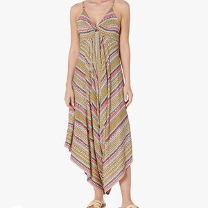 Angie Multicolor Striped Handkerchief-Hem Jumpsuit Dress